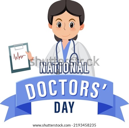 Female doctor on doctor day in July logo illustration