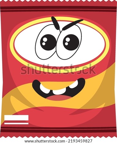 Snack bag with facial expression illustration