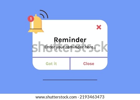 Reminder, notification page with floating elements and business planning, events, timetable flat vector illustration. Royalty-Free Stock Photo #2193463473