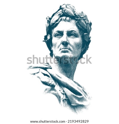 Sketch portrait of roman emperor Gaius Julius Caesar. Royalty-Free Stock Photo #2193492829