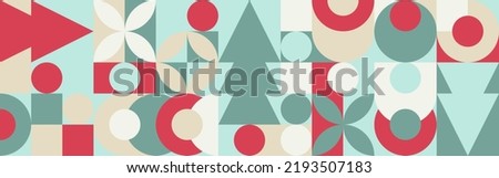 Geometric seamless pattern with winter patterns, Christmas trees in scandinavian style. Trendy colored pattern for textiles and wallpapers. Royalty-Free Stock Photo #2193507183