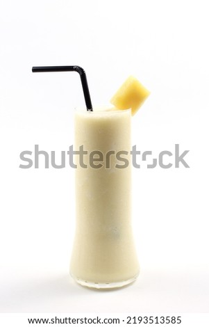 Delicious pineapple Smoothie on white background 