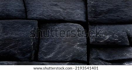Seamless texture Brick Stone Black Grey color. Tiling clean for background pattern. Rectangle mosaic tiles wall high resolution.