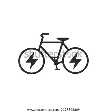 ebike line icon, Electric bicycle eco friendly flat design vector isolated on white background.