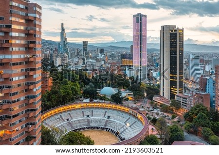 aereal view over downtown bogota  Royalty-Free Stock Photo #2193603521