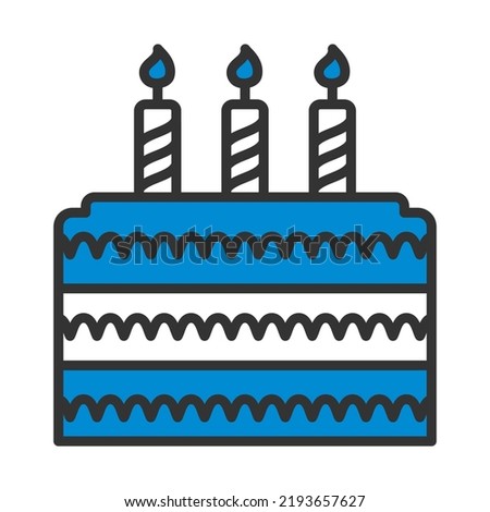 Party Cake Icon. Editable Bold Outline With Color Fill Design. Vector Illustration.