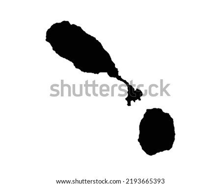 Saint Kitts and Nevis Map. St Kittitian and Nevisian Country Map. Black and White Saint Christopher and Nevis National Nation Geography Outline Border Boundary Territory Shape Vector Illustration EPS