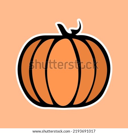 Jack head lantern as sticker, print or single pattern. Halloween illustration of a scary orange pumpkin as poster, wallpaper or single pattern for printing on cards, cloth, textile, package or signs.