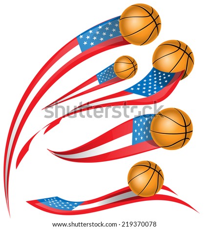 basket ball with USA flag isolated on white