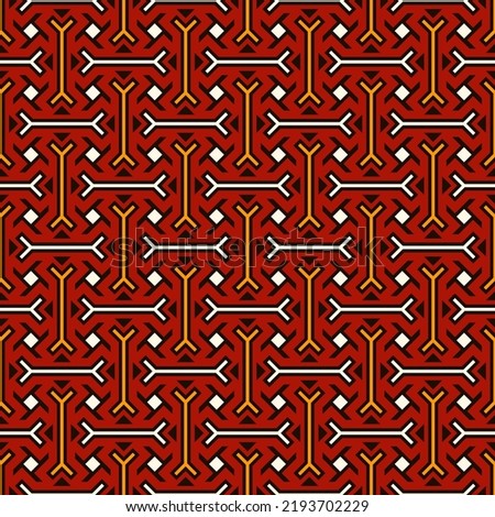 Tribal wallpaper. Seamless image. Ethnic ornament. Folk pattern. Geometric backdrop. Mosaics motif. Grid background. Digital paper. Textile print. Abstract web illustration. Vector art.