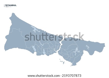Vector map of Turkey's Istanbul province, district borders drawn. Royalty-Free Stock Photo #2193707873