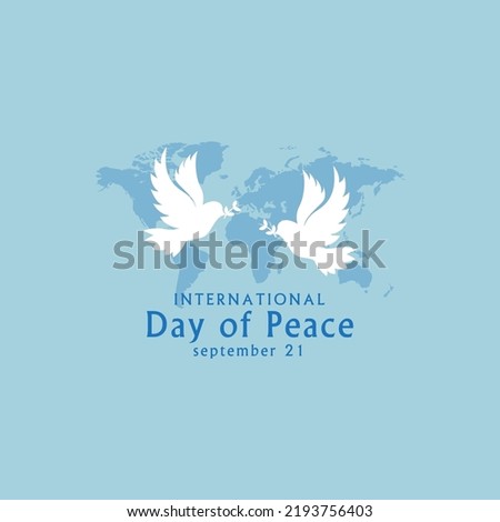 International peace day vector illustration Dove with peace sign logo design template