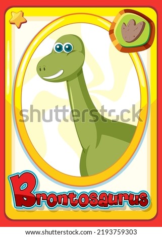 Brontosaurus dinosaur cartoon card illustration