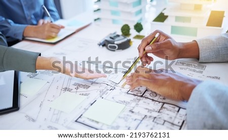 Hands of architecture blueprint design, 3d property construction building and engineering model planning. Creative team collaboration on floor plan sketch, drawing development and industrial project Royalty-Free Stock Photo #2193762131