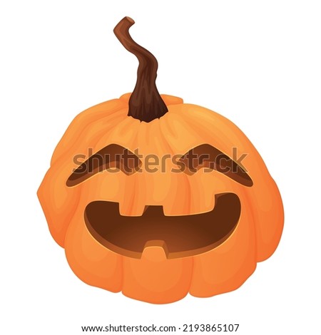 Halloween pumpkin jack lantern with cut out eyes and mouth, vector isolated cartoon illustration.