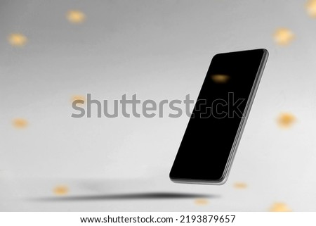 Mobile phone with a black screen with a white background. Black Friday concept