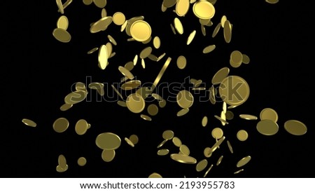 Gold falling coins. Coins rain. Gambling game, casino 3d golden cash. Background for jackpot win. Flying money. Money rain. 3d realistic coins. 3d rendering. Royalty-Free Stock Photo #2193955783