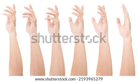 GROUP of Male asian hand gestures isolated over the white background. Touching. Royalty-Free Stock Photo #2193965279