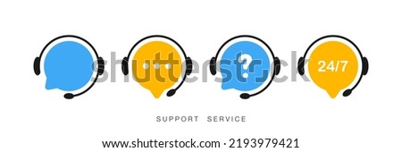 Support Service. Chat vector icons. Call center symbols. Headset symbols. Hotline concept. Vector illustration Royalty-Free Stock Photo #2193979421