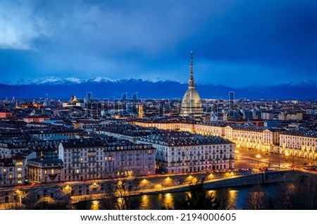 Turin (Torino) cityscape with the Mole Antonelliana Royalty-Free Stock Photo #2194000605