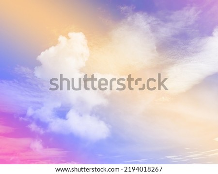 beauty sweet pastel orange violet colorful with fluffy clouds on sky. multi color rainbow image. abstract fantasy growing light