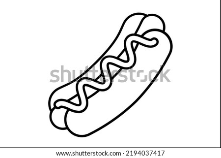 Outline of Hotdog for coloring