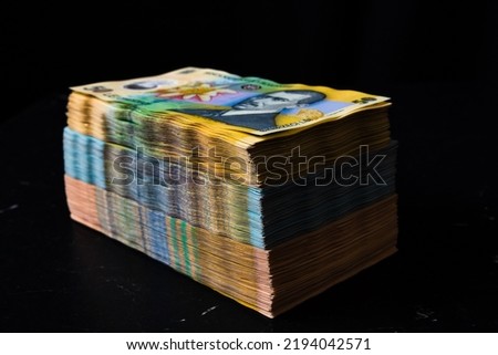 Stack of LEI Romanian money. RON Leu Money European Currency Royalty-Free Stock Photo #2194042571