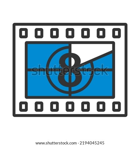 Movie Frame With Countdown Icon. Editable Bold Outline With Color Fill Design. Vector Illustration.