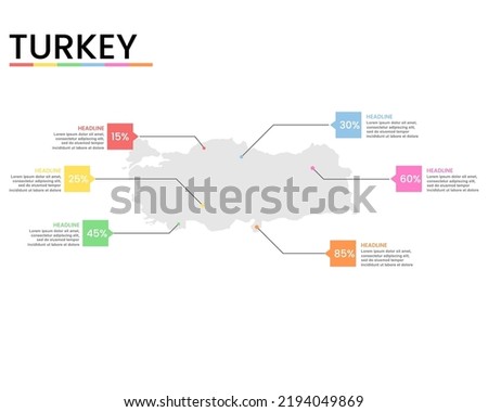 Turkey map infographics template with editable text area for presentation diagram flow chart. vector illustration.