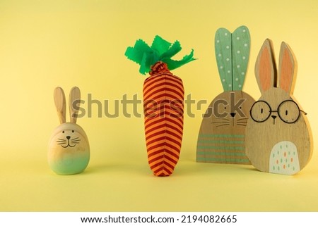 carrot, rabbit,  easter rabbit with yellow background