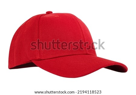 Closeup of the fashion red cap isolated on white background. 