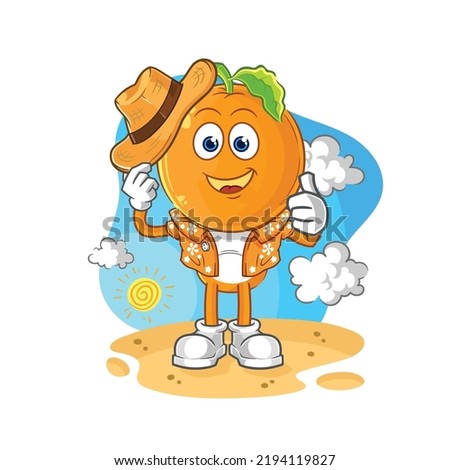 the orange head go on vacation. cartoon mascot vector