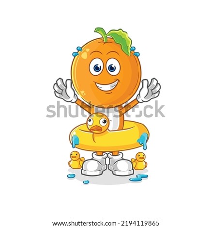 the orange head with duck buoy cartoon. cartoon mascot vector