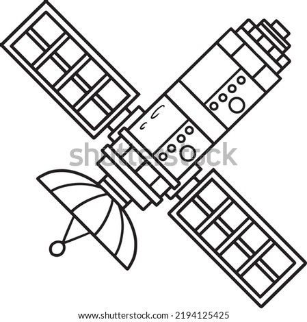 Space Satellite Isolated Coloring Page for Kids