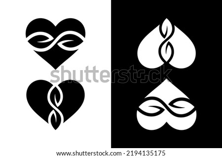 Love and leaf concept black and white. Very suitable for symbol, logo, company name, brand name, personal name, icon and many more.