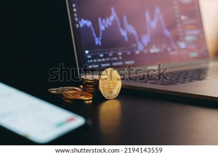 Cryptocurrency bull market. Bitcoin chart. High quality photo