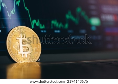 Cryptocurrency trading using your phone or laptop. Exchange charts. High quality photo