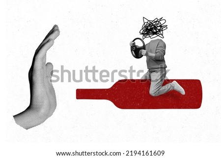 Creative abstract template graphics image of arm asking stop alcoholic driving isolated drawing background