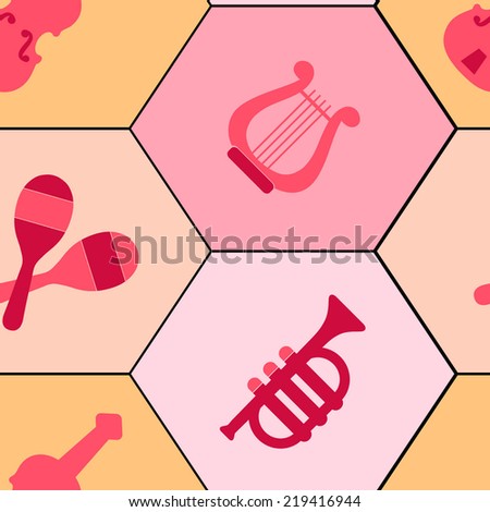 seamless background with musical instruments
