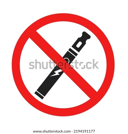 Electronic cigarettes are not allowed to smoke on a white background. Vector illustration