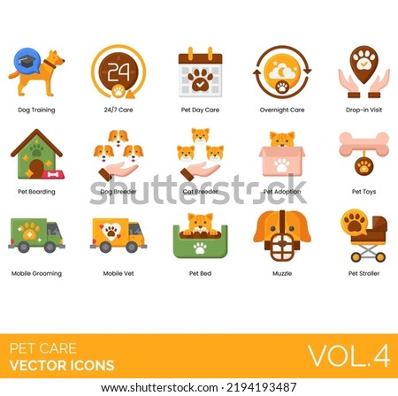 Pet Care Icons Including pet, dog, animal, care, cute, puppy, love, canine, domestic, happy, friend, breed, person, woman, friendship,owner, cat, veterinary, vet, man, health, veterinarian, female