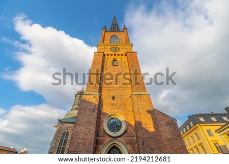 Riddarholmen Church on sunny day in Stockholm