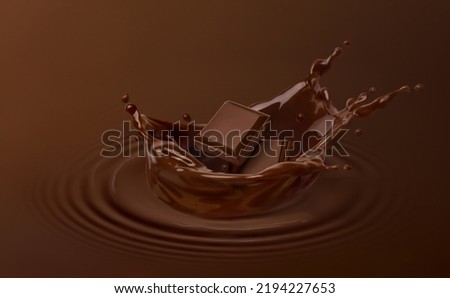 Chocolate bars with chocolate splash.