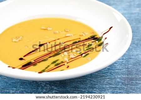 pumpkin cream soup with sauce