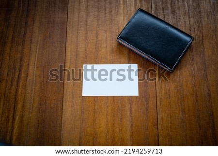 Photo of blank business card and business card case