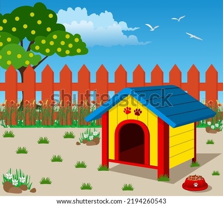 Pets House with landscape background
