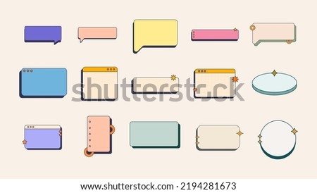 Retro frame text box space collection. Vaporwave desktop browser and dialog window templates. Vector Illustration. Royalty-Free Stock Photo #2194281673