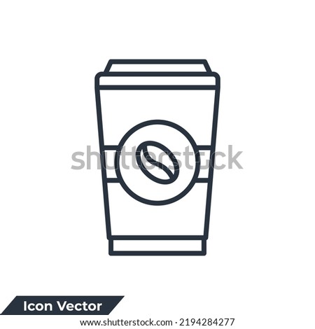 coffee icon logo vector illustration. Disposable cup with steas of hotness popping out, making coffee symbol template for graphic and web design collection