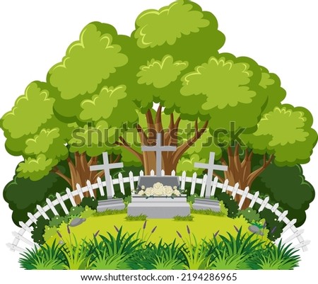 Cemetery graveyard scene isolated illustration