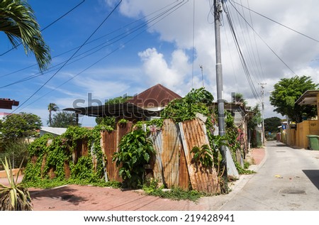Old Histoirc Houses within the World heritage site of Willemstad on Curacao a Caribbean Island in the Dutch Antilles